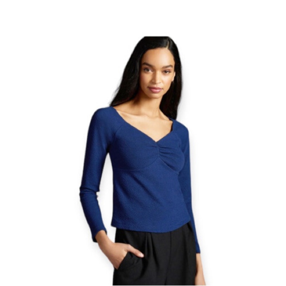 Maeve Blue Long Sleeve Top Anthropologie
